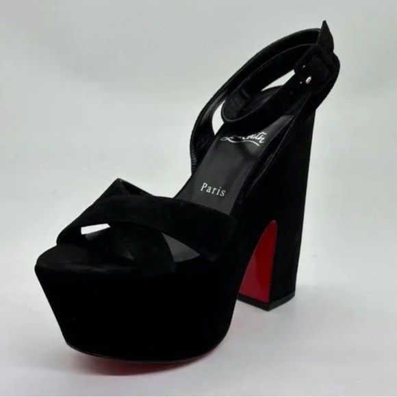 Christian Louboutin SUPERYAZ 160 Suede Platform Heels Sandals Shoes - Picture 2 of 12